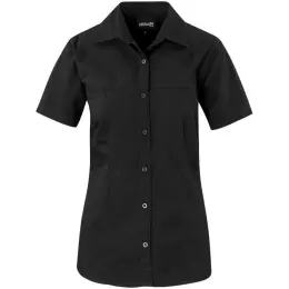Ladies Short Sleeve Empire Shirt Black Front